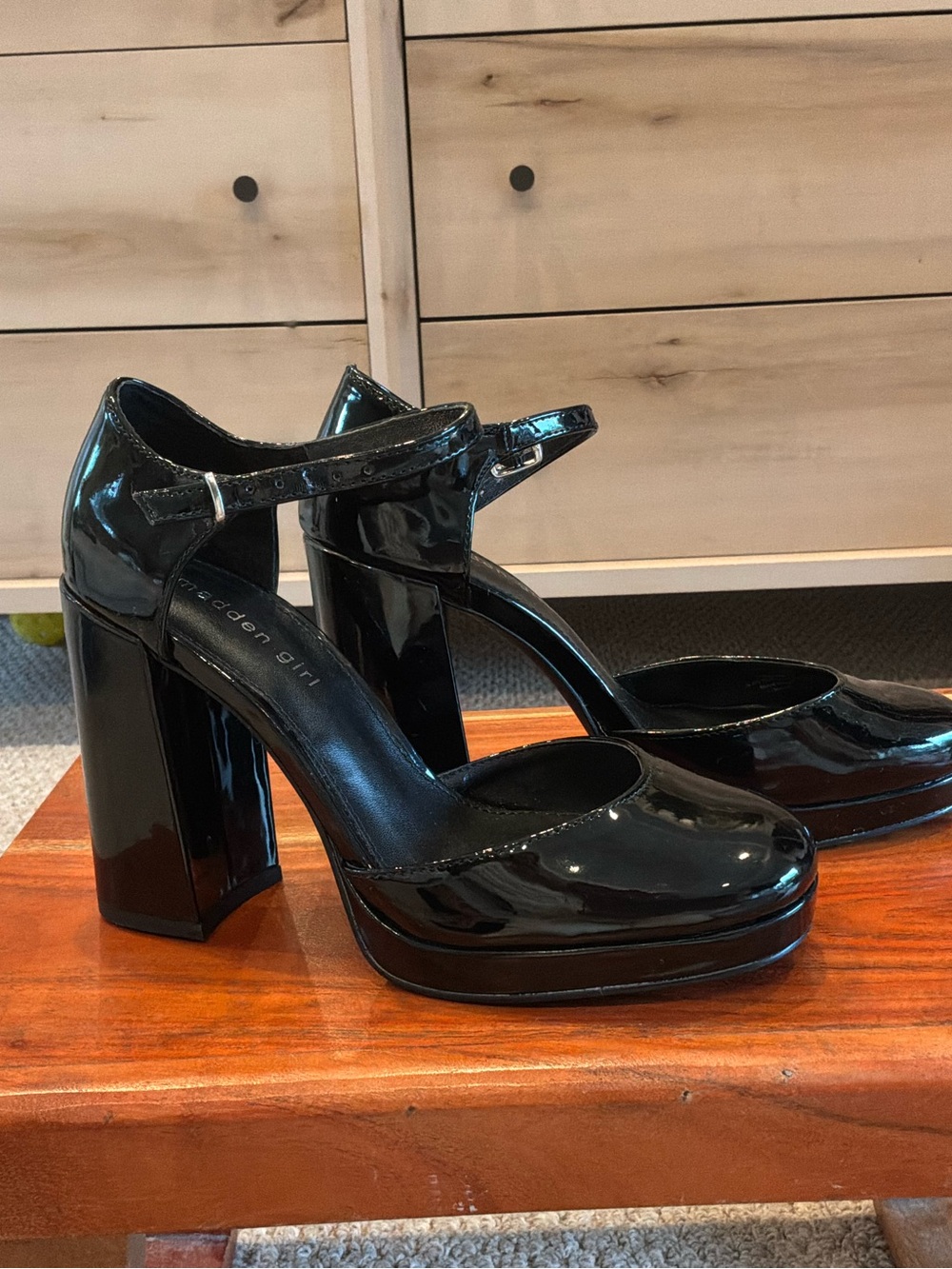 Madden Girl Black Patent Mary Jane Platform Heels